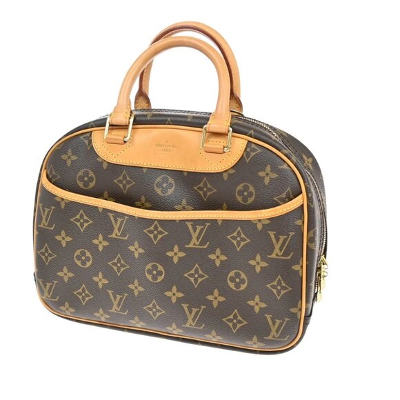 LOUIS VUITTON LV Logo Trouville Hand Bag Monogram Leather Brown M42228 18FC085 - Picture 1 of 16